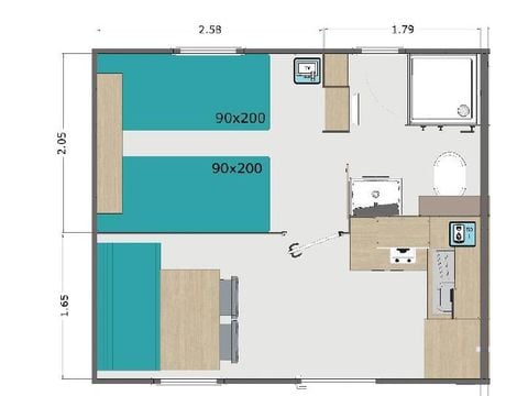 MOBILHOME 2 personnes - MH Rapidhome HOTELIER 1 CH n°34A