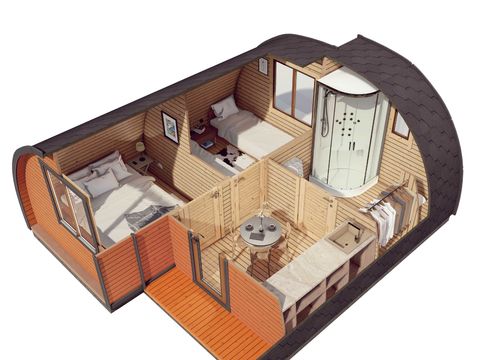 HÉBERGEMENT INSOLITE 4 personnes - Pod double - 30m² - 2 chambres 4pers