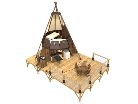 Tente 4 personnes - TIPI HOME 2 chambres /Avec douche et WC
