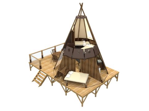 Tente 4 personnes - TIPI HOME 2 chambres /Avec douche et WC