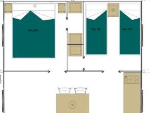 Lodge 5 personnes - Lodge Confort 2chambres sans sanitaires