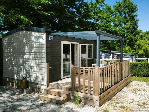 MOBILHOME 2 personnes - Mobil-Home Confort 22m² - 1 chambre + terrasse semi-couverte 12m² + TV + Clim -