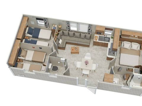 MOBILHOME 6 personnes - New Premium 32m²(3ch.-6pers.) + Terrasse + TV + Clim