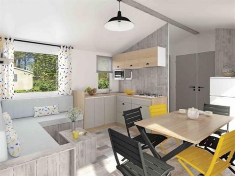 MOBILHOME 6 personnes - PREMIUM 36m² - 3 chambres - 2 SDB - Terrasse Couverte