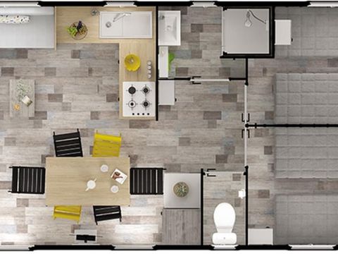 MOBILHOME 6 personnes - PREMIUM 36m² - 3 chambres - 2 SDB - Terrasse Couverte