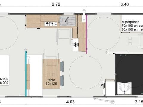 MOBILHOME 4 personnes - Confort  PMR 2 chambres avec terrasse