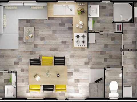 MOBILHOME 8 personnes - Confort 4 chambres 8 Pers avec terrasse