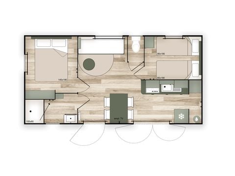 MOBILHOME 4 personnes - Grand Large PREMIUM 2 chambres  4 pers - Samedi