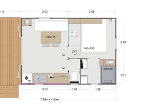 Mobilhome 3 personnes - 1 chambre