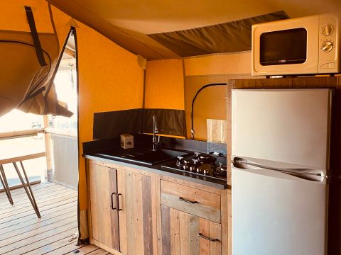 TENTE TOILE ET BOIS 5 personnes - Lodge Toile Kenya Vintage - 34.5 m² - 2 chambres