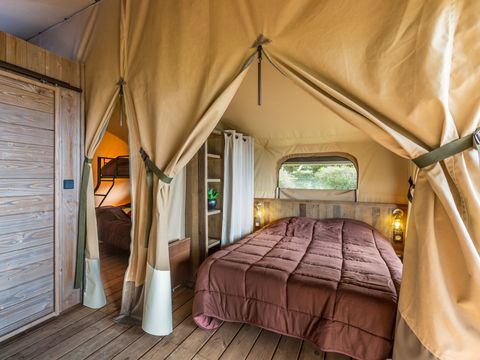 Tente en toile et en bois 5 personnes - Lodge Toile Kenya Vintage - 34.5 m² - 2 chambres