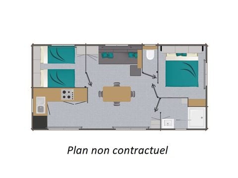 MOBILHOME 4 personnes - Grand Large 30m² (2 chambres) + terrasse