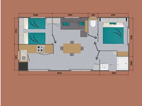 MOBILHOME 4 personnes - Grand Large 30m² (2 chambres) + terrasse