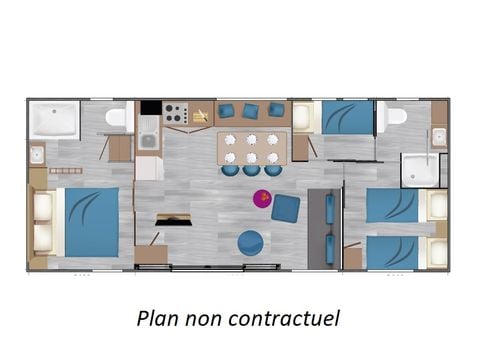 MOBILHOME 6 personnes - Taos 40m² (3 chambres 2 SDB) + terrasse au bord de l'étang