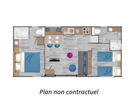MOBILHOME 4 personnes - Mobil-home Taos 35m² (2 chambres 2 SDB) + terrasse au bord de l'étang