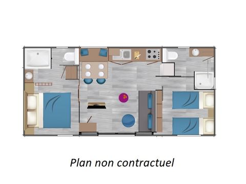 MOBILHOME 4 personnes - Taos 35m² (2 chambres 2 SDB) + terrasse au bord de l'étang