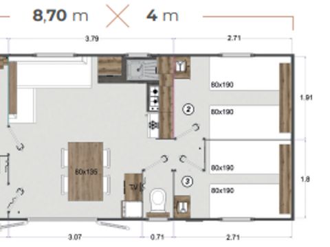 MOBILHOME 6 personnes - LE SOUCI DES MARAIS Parcelle 55 -  3 chambres