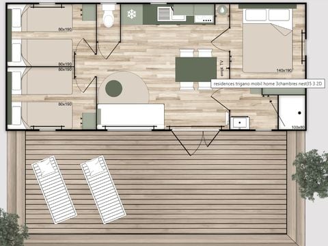 MOBILHOME 6 personnes - L'ORCHIS DES MARAIS Parcelle 15 - 3 chambres