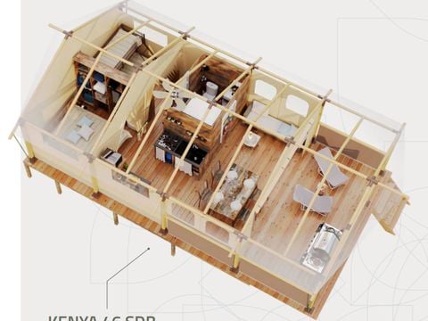 TENTE TOILE ET BOIS 5 personnes - LODGE LE CAREX Parcelle 16- 2 chambres 5 couchages