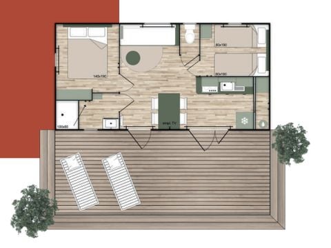 MOBILHOME 4 personnes - L'Iris d'Eau - Parcelle 6 - 2 Chambres