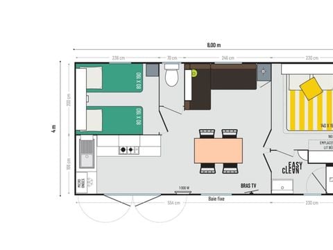 MOBILHOME 4 personnes - MOBIL HOME CONFORT + SAM 2 chambres plaque induction lave-vaisselle, sèche-cheveux grillepain bouilloire télévision refrigerateur