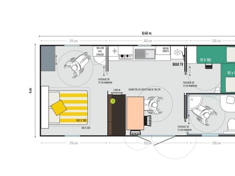 MOBILHOME 4 personnes - PMR (Personne à Mobilité Réduite) 2 Chambres