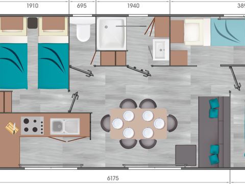 MOBILHOME 6 personnes - Confort (3 chambres) - Terrasse