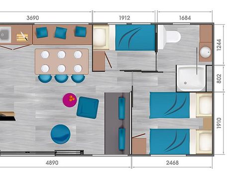 MOBILHOME 8 personnes - Lodge Les Voiles 59m² Premium (4 chambres)