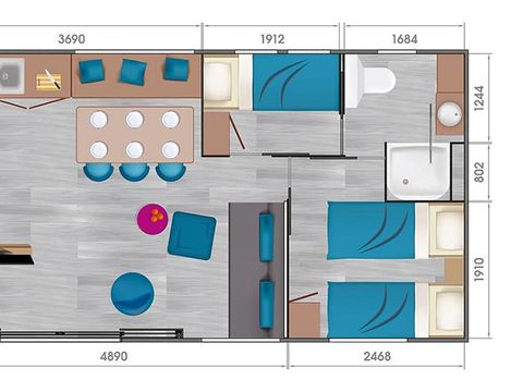 MOBILHOME 6 personnes - Lodge Les Voiles 40m² Premium (3 chambres)