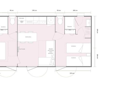 MOBILHOME 4 personnes - 33m² Confort  (2 chambres + 2 salles de bain)