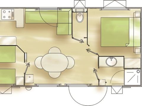 MOBILHOME 4 personnes - 30m² Standard  (2 chambres) - Terrasse