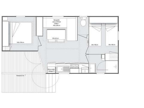 MOBILHOME 4 personnes - 24m² Confort (2 chambres) avec Terrasse semi couverte 7,5m²