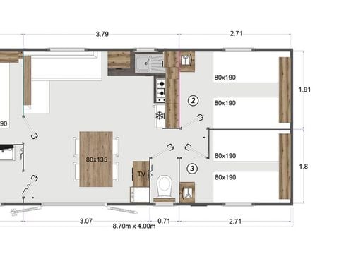 MOBILHOME 6 personnes - OPALIA 3 Chambres 6 Places vendredi