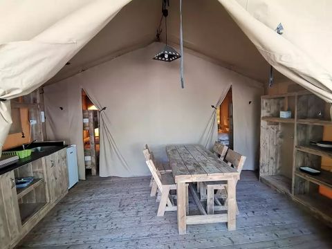 Tente en toile et en bois 4 personnes - Safari Standard 25m²(sans sanitaires)
