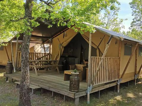 Tente en toile et en bois 4 personnes - Safari Standard 25m²(sans sanitaires)