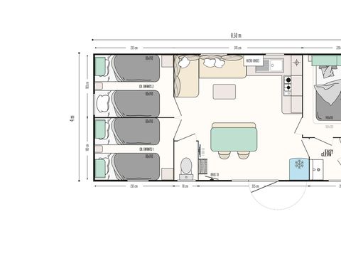 Mobilhome 6 personnes - Mobil-home Family Premium - 6p - 3ch