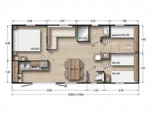 MOBILHOME 6 personnes - Familia (3 Chambres)