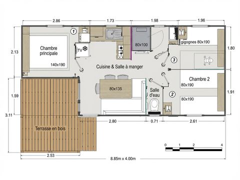 MOBILHOME 6 personnes - Mobil Home 3 Chambres Cota