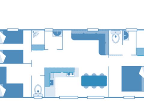 MOBILHOME 6 personnes - Cottage Playa del Sol 6p 3ch 2sdb Premium
