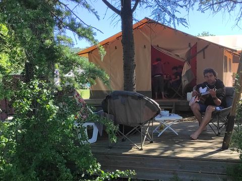 Tente en toile et en bois 5 personnes - Tente Safari Family eco 5 pers