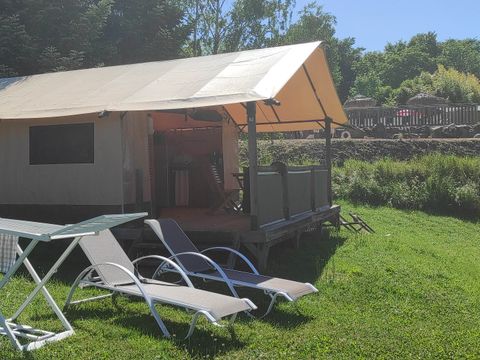 Tente en toile et en bois 5 personnes - Tente Safari Lodge vue lac 5 pers