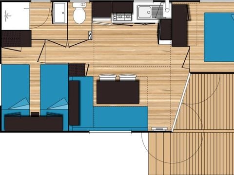 MOBILHOME 4 personnes - Mobil-home Azur Sérénité 24m² - Jacuzzi privatif - 3 pièces - 2 chambres - Climatisation