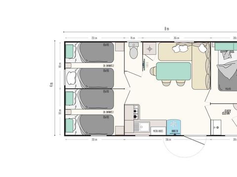 MOBILHOME 7 personnes - Super Titania 3 chambres avec terrasse et climatisation