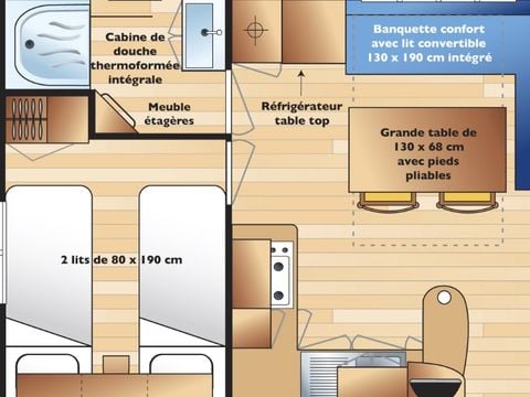 MOBILHOME 5 personnes - "classique" - 4 personnes + 1