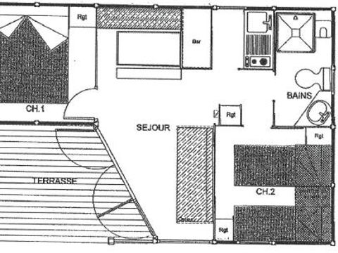 APPARTEMENT 5 personnes - Chalet familiale en bois 28m² - 2 chambres Type 2
