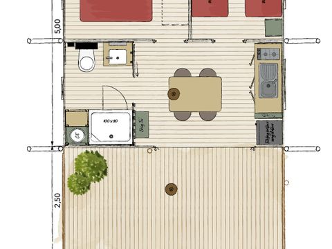 Tente en toile et en bois 4 personnes - Lodge Vacanziera (Gamme Supérieure) - Samedi/Samedi
