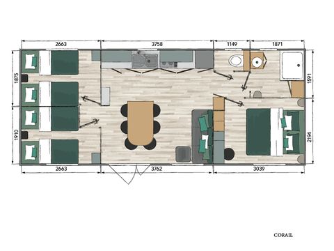 MOBILHOME 6 personnes - Mobil-home Cunifera (Gamme Supérieure) - Dimanche/Dimanche -