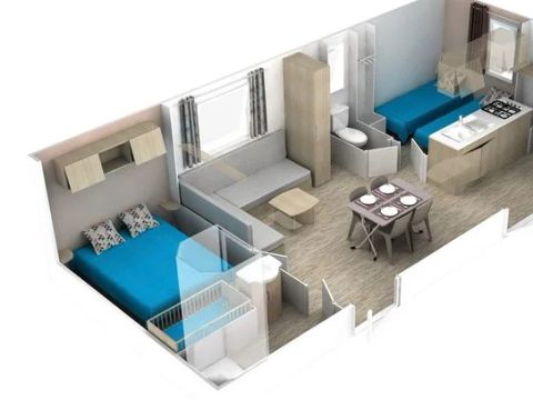 MOBILHOME 6 personnes - Mobil-home | Premium | 2 Ch. | 4/6 Pers. | Terrasse surélevée | Clim.