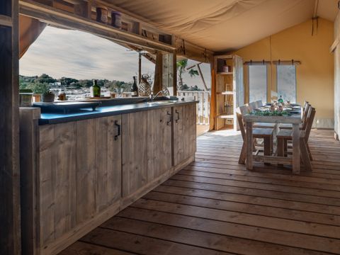 TENTE TOILE ET BOIS 5 personnes - SAFARI LODGE - 40m²- 2 chambres