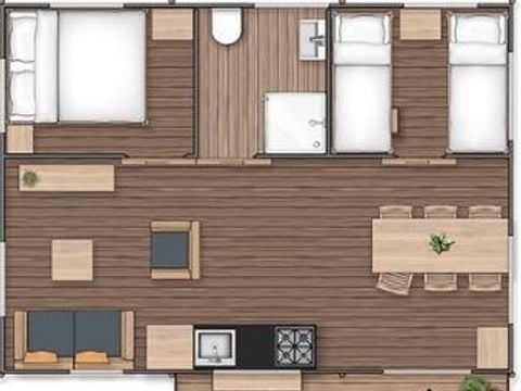 TENTE TOILE ET BOIS 5 personnes - SAFARI LODGE - 40m²- 2 chambres